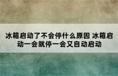 冰箱启动了不会停什么原因 冰箱启动一会就停一会又自动启动